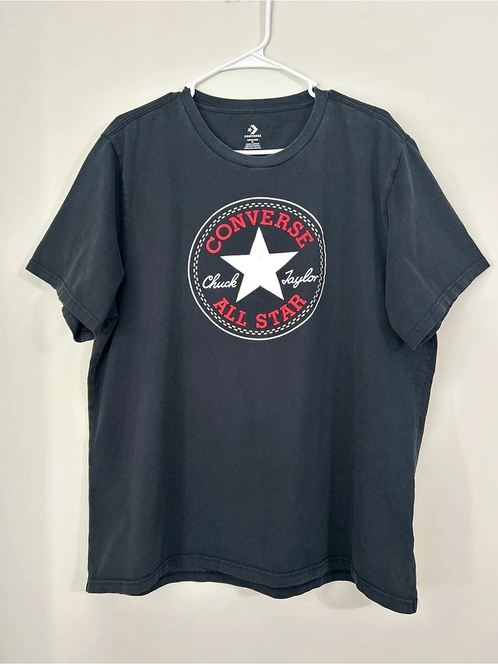 Converse Graphic T-Shirt Men XL Excellent All Star Company Logo Black Cotton Tee